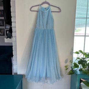 Sky Blue Tulle Beaded Dress
